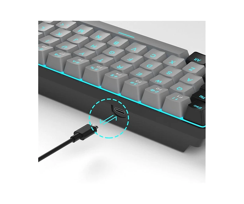 Portable 60% Mechanical Gaming Keyboard,Backlit Compact 68 Keys Mini Wired Office Keyboard with Blue Switch