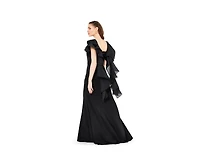 Amri Women's Cascading Sleeves Gown with Embellished Neckline