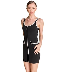 endless rose Women's Contrast Square Neck Mini Knit Dress