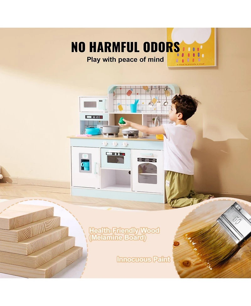 Slickblue 24 Piece Kids Kitchen Playset Pretend Cooking Toy with Pots Pans and Utensils