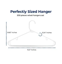 SereneLife 200 Pcs. of Standard Plastic Hangers for Clothes - Durable Tubular Hanger Slim Design Hanger Set (White