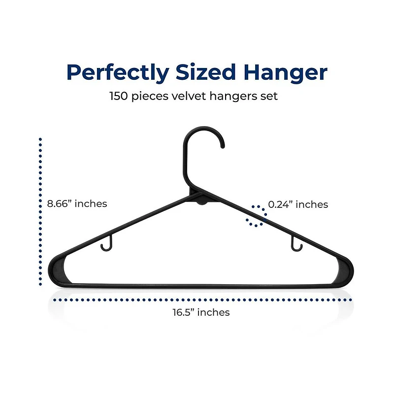 SereneLife Pack Plastic Hangers, Non-Slip, Space-Saving Closet Organizers, Durable and Strong for Shirts, Sweaters, Hoodies