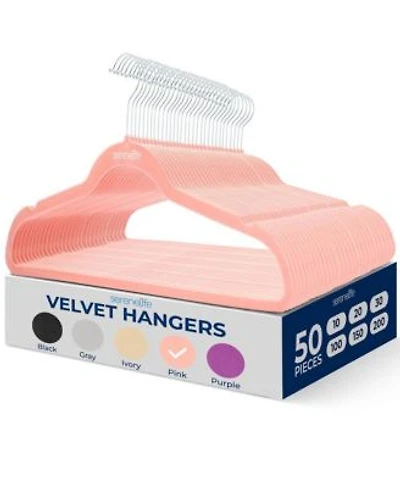 Serenelife 50 Pack Velvet Hangers Non Slip 360 Xb0 Swivel Hook Ultra Thin Lightweight Velvet Hangers For Shirts Sweaters Hoodies Kids Clothes Dresses Space Saving