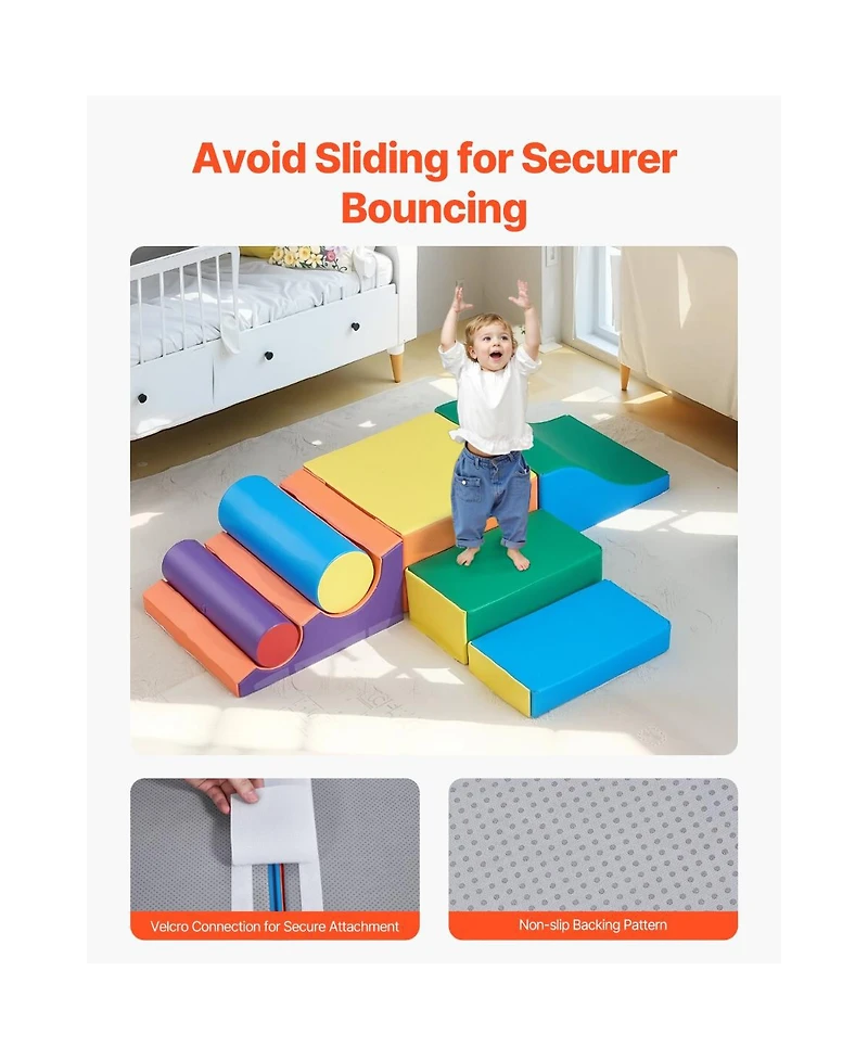 Slickblue Toddler 7 Piece Foam Climbing Blocks Set Preschoolers Indoor Play