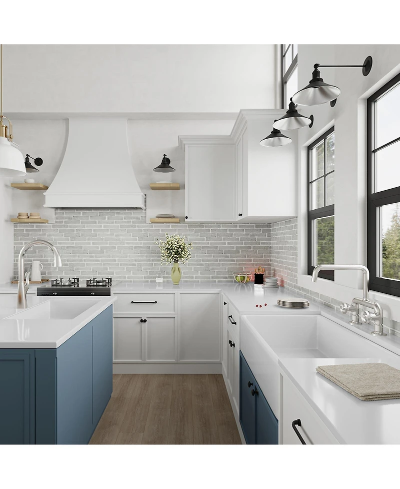 Greenspring 2-Handle 2 Holes Deck Mount Modern Kitchen Faucet With 360 ° Swivel Spout In Matte Black