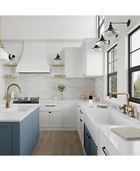 Greenspring 2-Handle 2 Holes Deck Mount Modern Kitchen Faucet With 360 ° Swivel Spout Matte Black