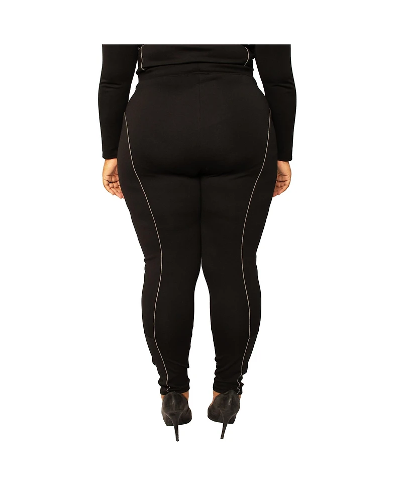 Poetic Justice Plus High Rise Ponte Moto Style Leggings