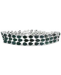 Black Sapphire (38-1/2 ct. tw) & Diamond Accent Triple-Row Flex Bracelet in Sterling Silver