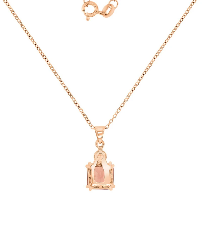 Cubic Zirconia Two-Stone 18" Pendant Necklace in 14k Rose Gold-Plated Sterling Silver