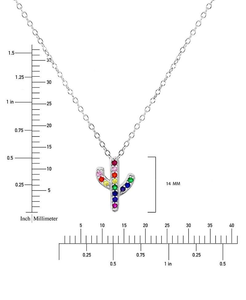 Cubic Zirconia Multicolor Cactus 18" Pendant Necklace