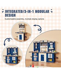 Slickblue Kids Kitchen Playset with 74 Piece Pretend Cooking Accessories for Role Play Fun