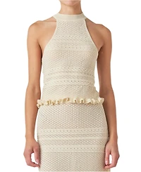 endless rose Women's Knit Pointelle Racerback Top