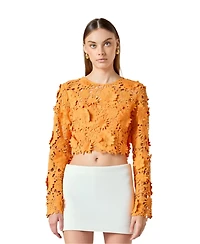 endless rose Women's Floral Lace Long Sleeve Top