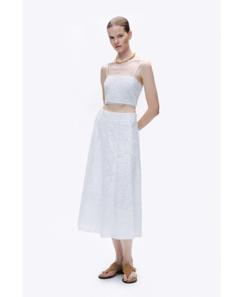 Nocturne Women's Embroidery Detail Midi Skirt