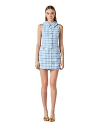 endless rose Women's Tweed Halter Check Mini Dress