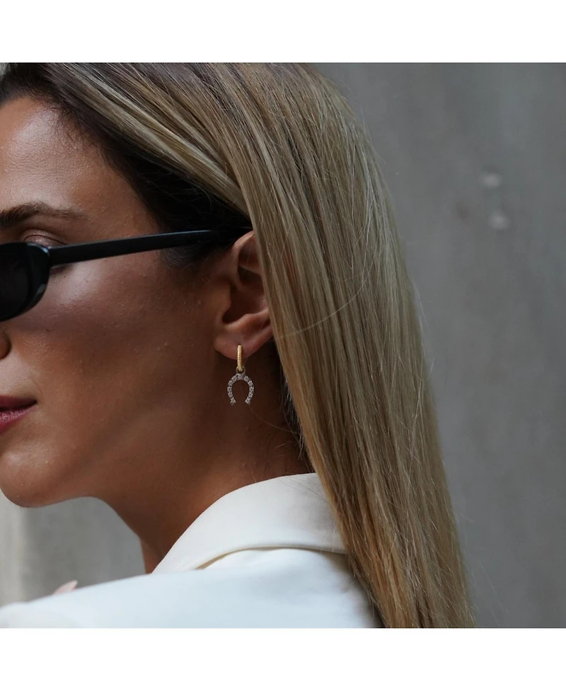 Spero London Gold Vermeil Hoop Sterling Silver Horseshoe Equestrian Earrings