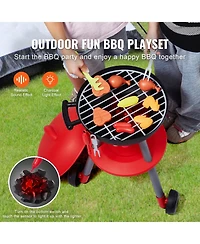 Slickblue 28 Piece Kids Bbq Grill Playset with Pretend Cooking Sound and Light Features