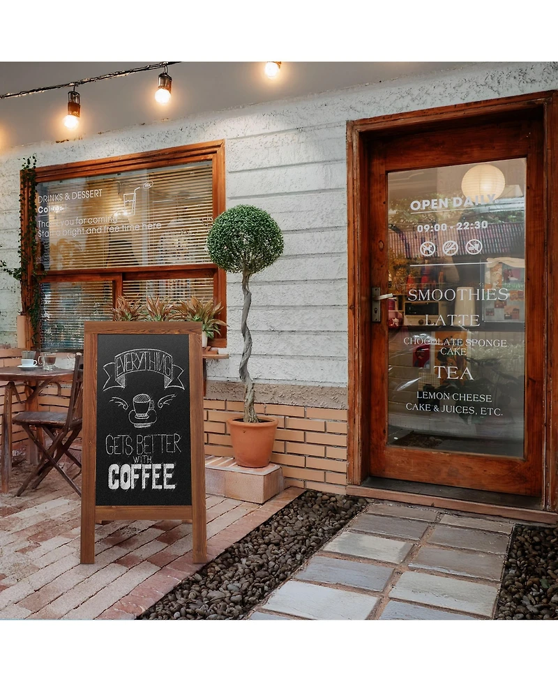 Casafield 40" x 20" A Frame Chalkboard Sign, Rustic Brown Double-Sided Magnetic Wooden Menu Board for Cafes, Sandwich Shops, Sidewalks, and
