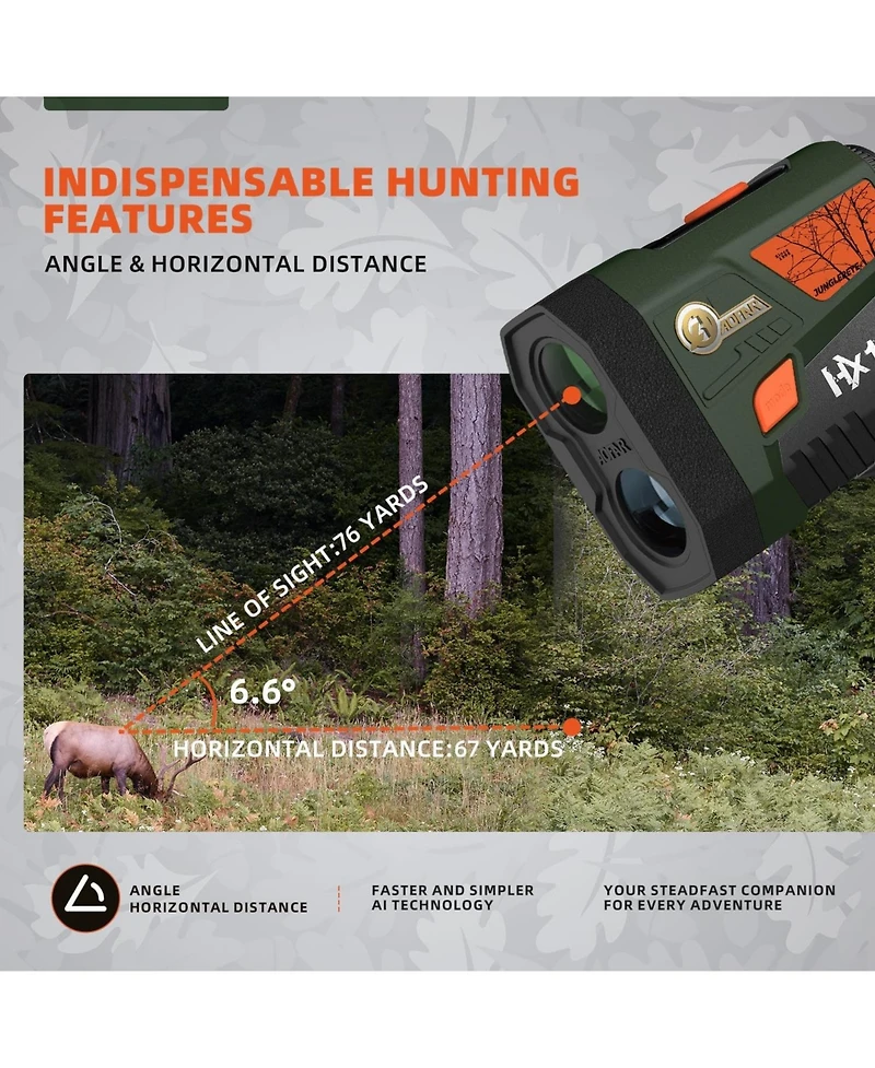 Aofar HX1600 Hunting Rangefinder with Dual-Color Oled Display, Ultra-Clear Optics with 95%+ Transmittance of Glass, 1600 Yards with Angle and Horizont