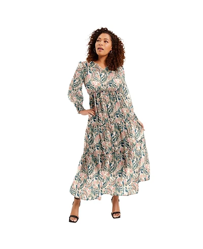 June + Vie Women's Tiered Maxi Dress