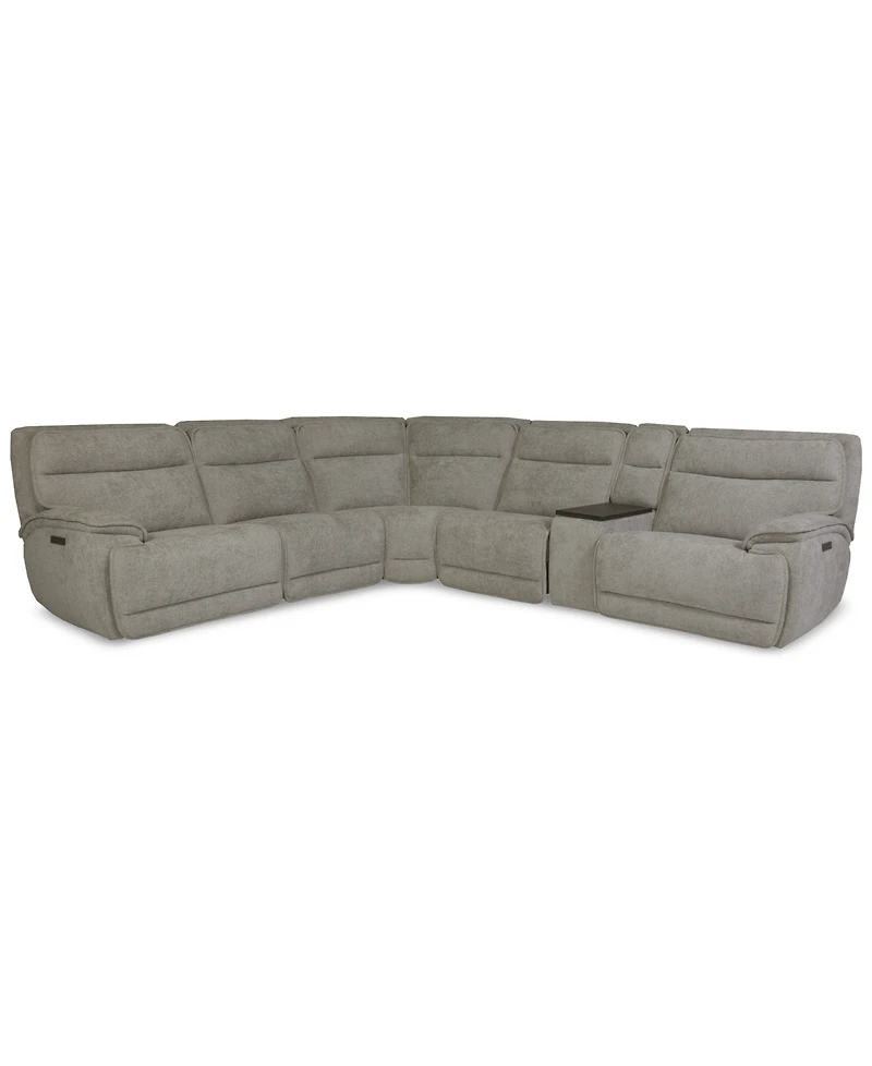 Ozryn -Pc. Fabric Sectional with Console and Power Motion Chairs