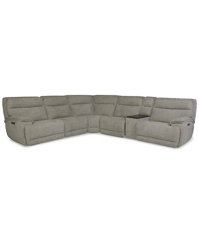 Ozryn -Pc. Fabric Sectional with Console and Power Motion Chairs