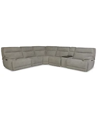 Ozryn -Pc. Fabric Sectional with Console and Power Motion Chairs