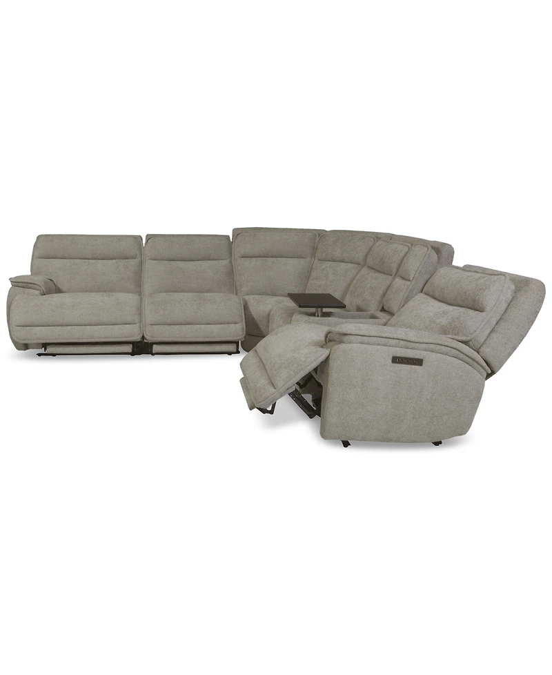 Ozryn -Pc. Fabric Sectional with Console and Power Motion Chairs