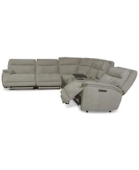 Ozryn -Pc. Fabric Sectional with Console and Power Motion Chairs
