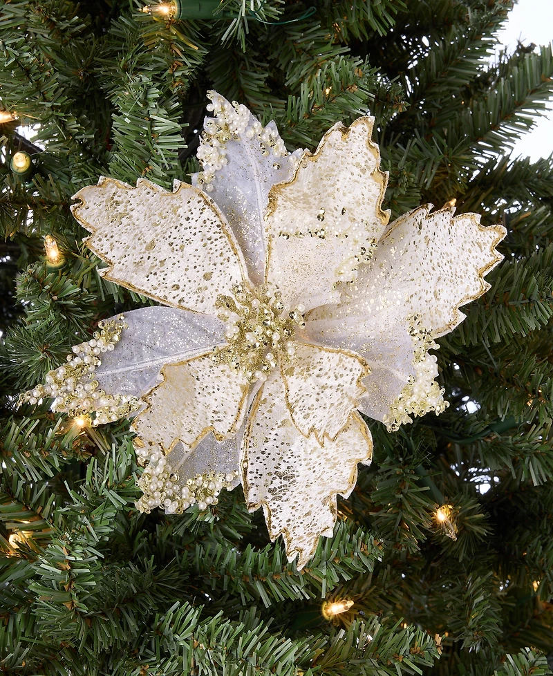 Holiday Lane Gilded Glamour White Poinsettia Clip Ornament, Macy's Exclusive