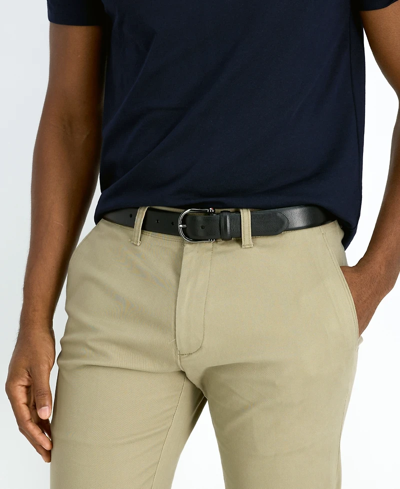 Tommy Hilfiger Men's Nautical Feather Edge Leather Belt