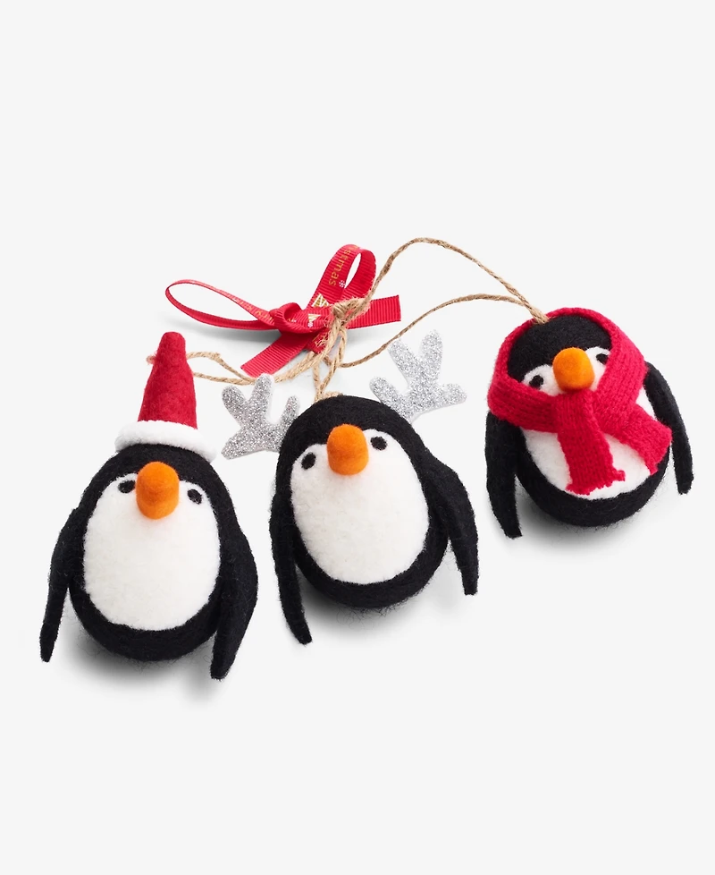 Holiday Lane Tiny Tidings Wool Three Penguins Ornament, Macy's Exclusive