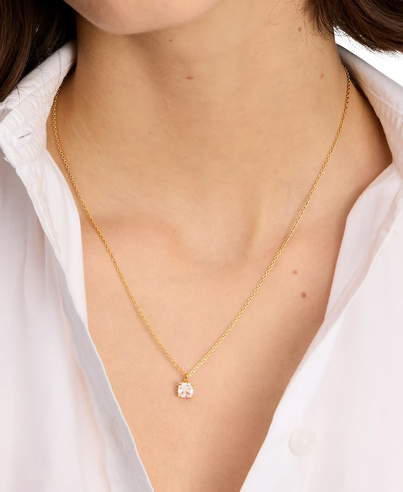 kate spade new york Cubic Zirconia Square Pendant Necklace, 16" + 3" extender