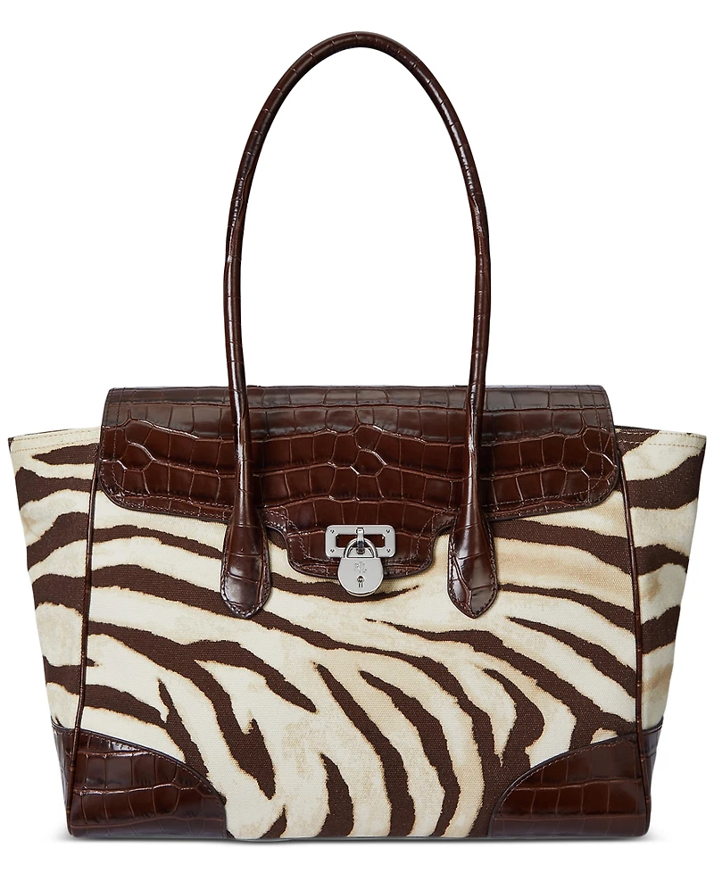 Lauren Ralph Lauren Zebra-Print Canvas Extra Large Tanner Satchel