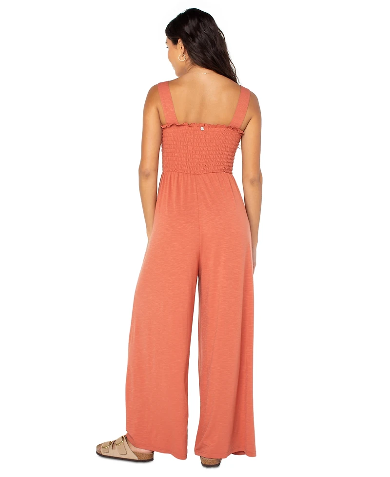 Roxy Just Passing By Smocked Jumpsuit