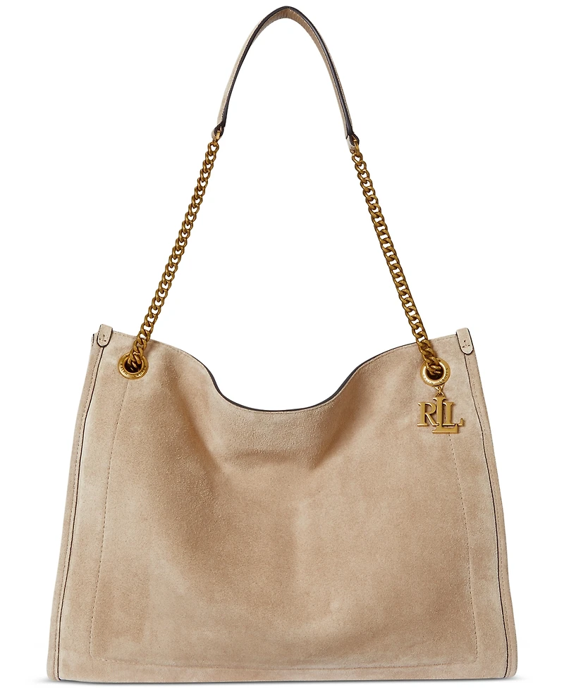 Lauren Ralph Suede Large Bradley Shopper Tote Bag