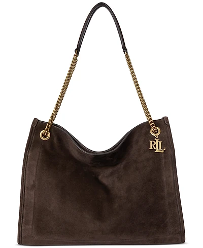 Lauren Ralph Suede Large Bradley Shopper Tote Bag