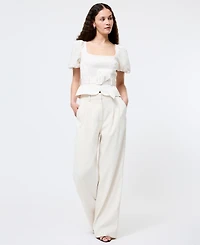 French Connection Women's Sateen Puffed-Sleeve Top