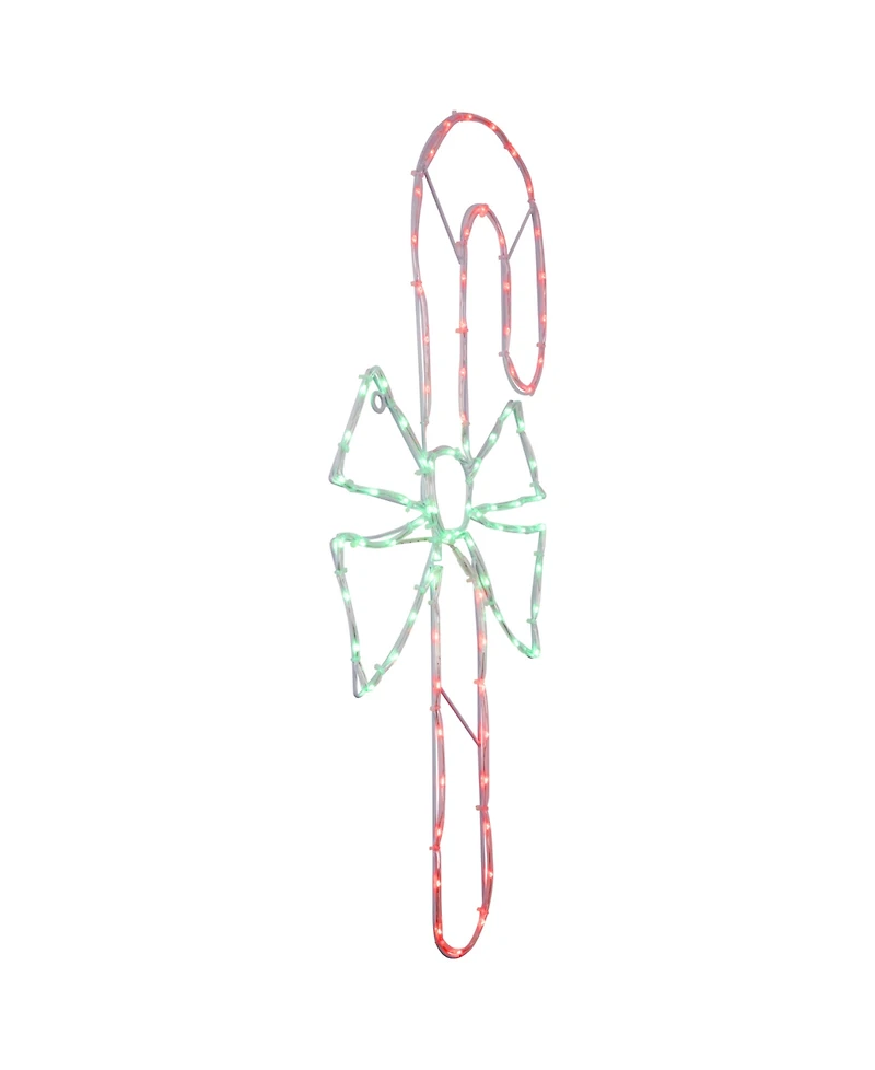 Northlight 28" Led Lighted Candy Cane with Bow Christmas Window Silhouette