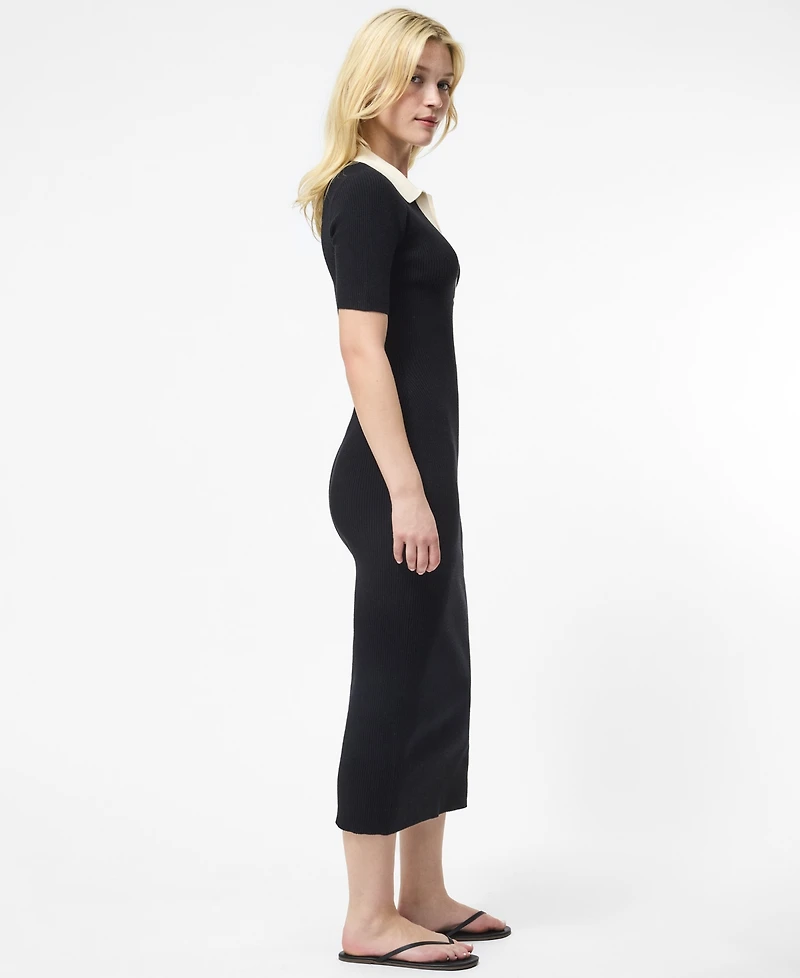French Connection Women's Cozysoft V-Neck Collared Midi Dress