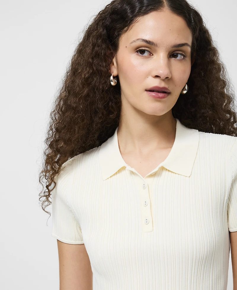 French Connection Women's Ribbed Knit Polo Shirt