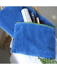 Corda Cobalt Corduroy Velvet Pouch - Small