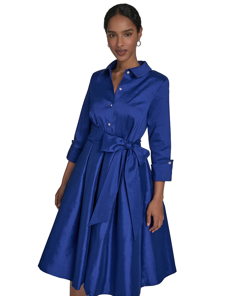 Jessica Howard Petite Belted Taffeta Shirtdress