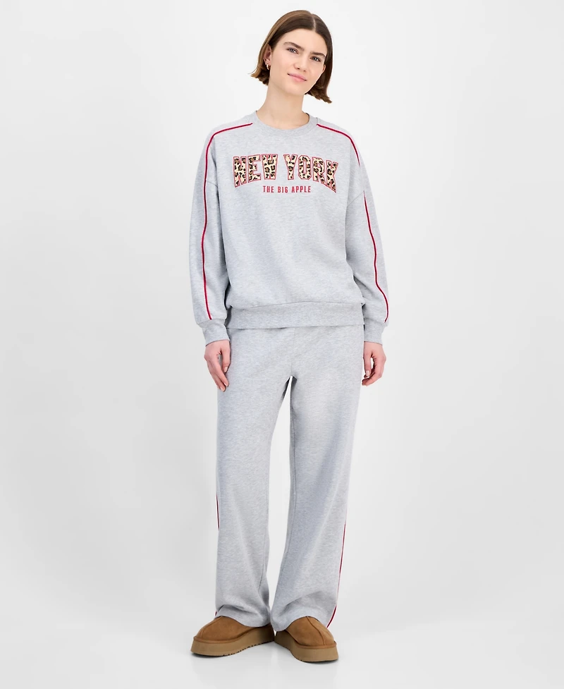 Rebellious One Juniors' Leopard New York Crewneck