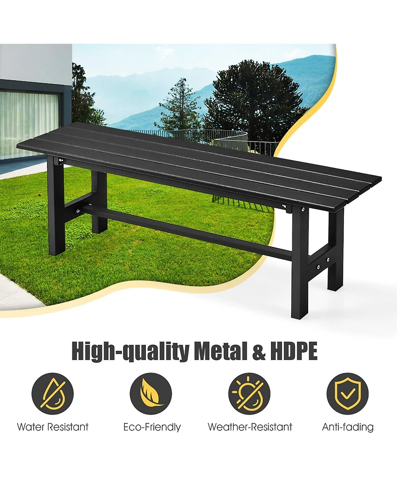 Gymax Outdoor Hdpe Bench w/ Metal Frame 47'' x 14'' 16'' for Yard Garden