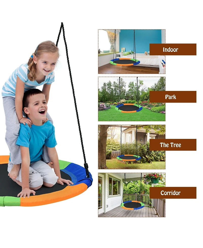 Gymax 40'' Flying Saucer Tree Swing Outdoor Play Set w/ Adjustable Ropes