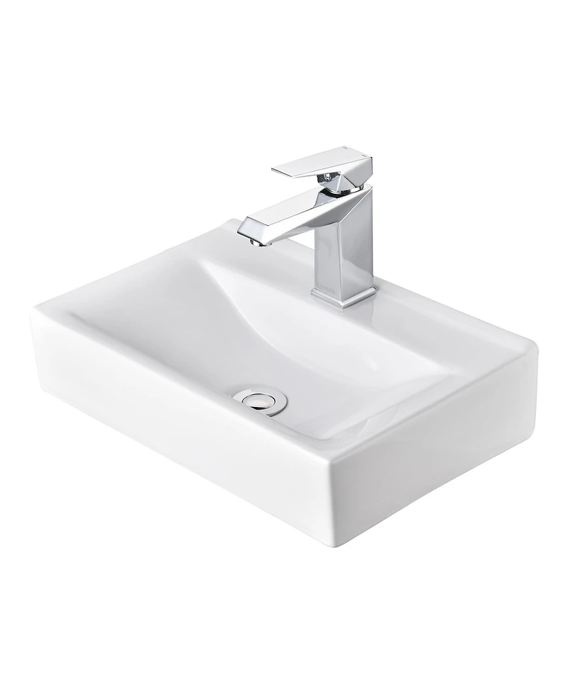 Aquaterior Wall Mount Ceramic Sink with Modern Bathroom Single Handle Faucet Chrome Combo