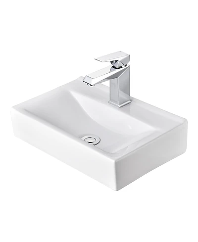 Aquaterior Wall Mount Ceramic Sink with Modern Bathroom Single Handle Faucet Chrome Combo