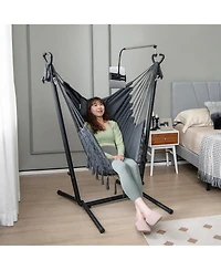 Gymax Hammock Chair with Stand Phone Holder Adjustable Swing Indoor & Outdoor Use