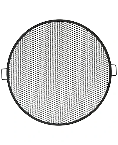 Sunnydaze Decor Outdoor Camping or Backyard Heavy-Duty Steel Round X-Marks Fire Pit Cooking Grilling Grate